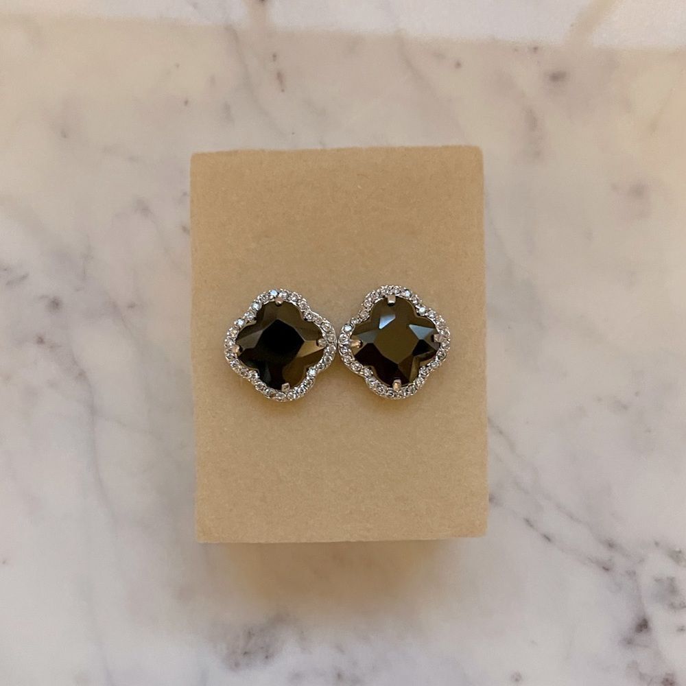 Lord & Taylor Black Cubic Zirconia Sterling Silver Stud Earrings